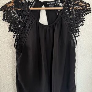 Miss Chievous Elegant Black Crochet Sleeve Blouse